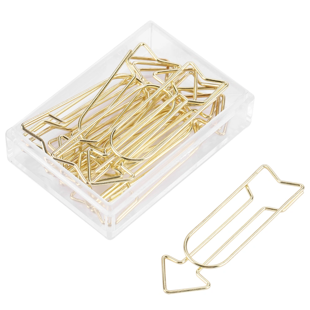 12pcs Gold Electroplating Metal Arrow Shaped Paper Clip Funny Stationery Bookmark Marking Clip