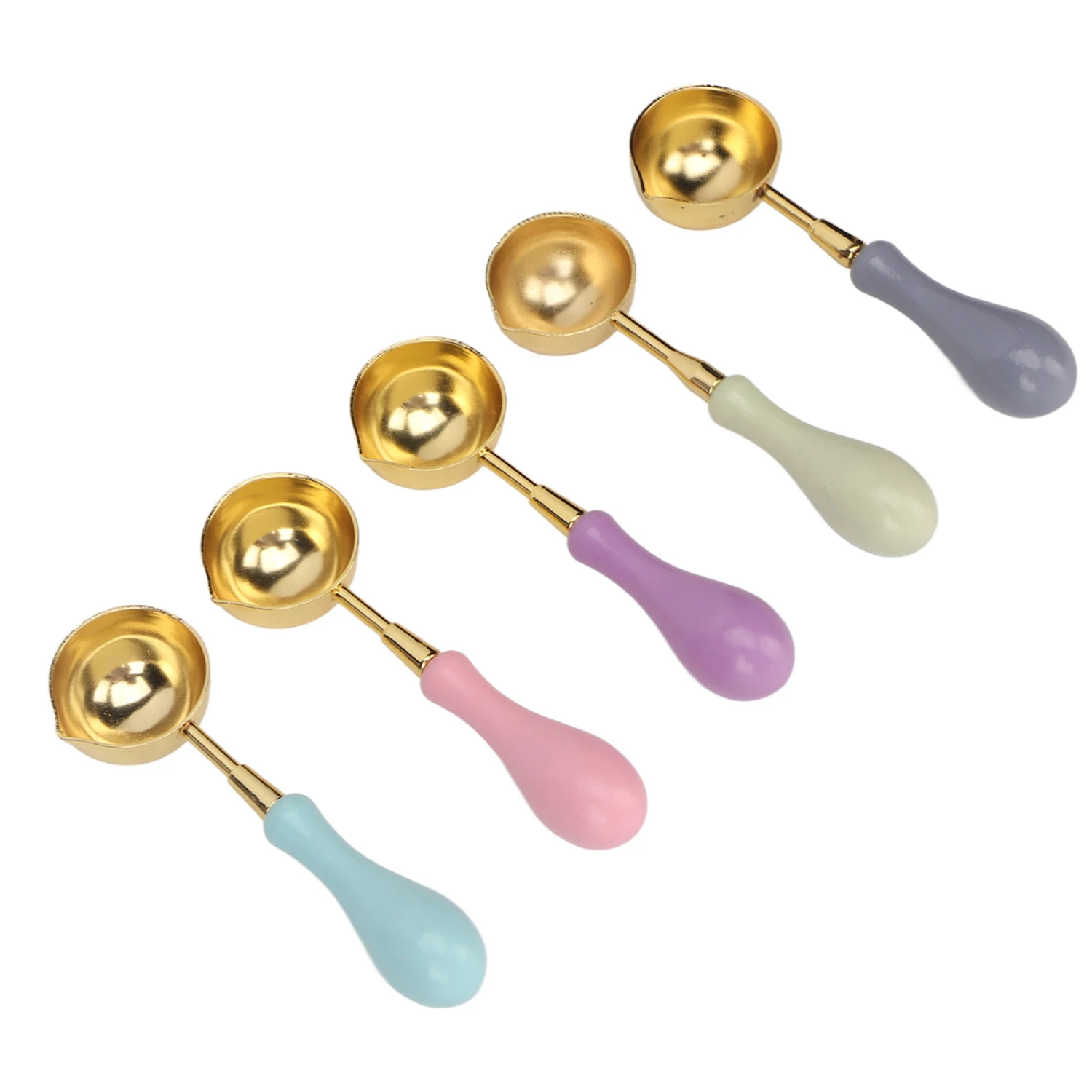 5 PCS Wax Spoon Wood Copper Modern Elegant Durable Wearable Melting Craft Wax Spoon for Packaging