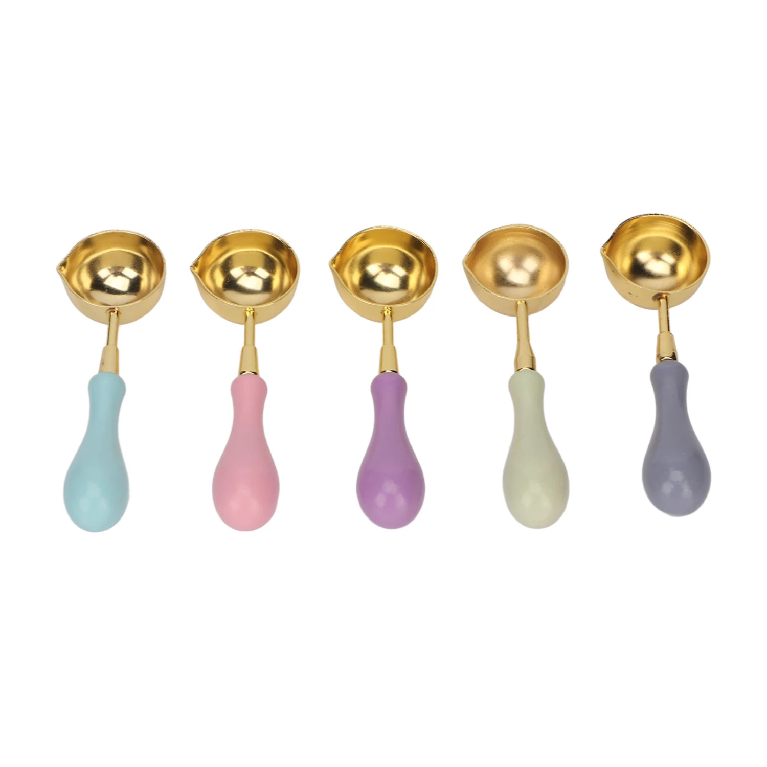 5 PCS Wax Spoon Wood Copper Modern Elegant Durable Wearable Melting Craft Wax Spoon for Packaging