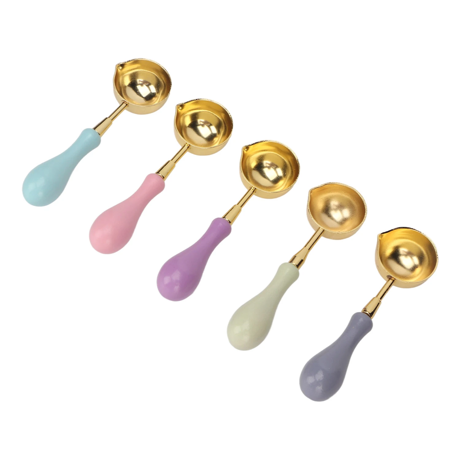 5 PCS Wax Spoon Wood Copper Modern Elegant Durable Wearable Melting Craft Wax Spoon for Packaging
