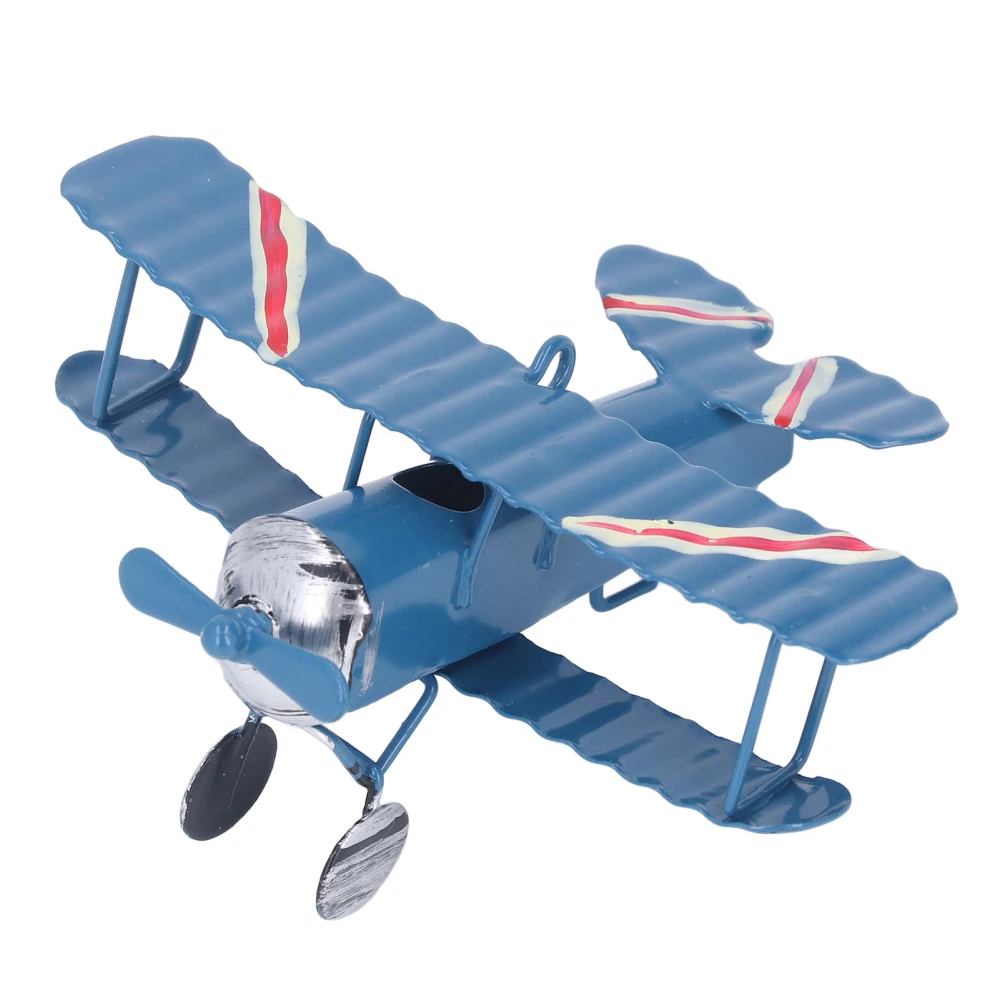 Airplane Model Retro Old Iron Art Blue Miniature Airplane Model Crafts Home Desktop Decorations Holiday Gifts