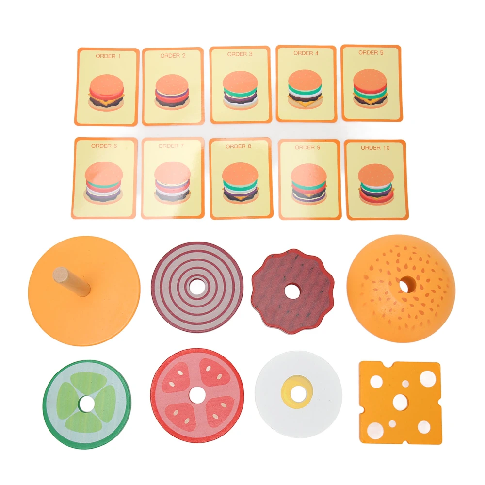 Mini Hamburger Stacking Toys Fast Food Cooking Play Set Wooden Cute Shape Pretend Play Toy for Children Over 36 Months