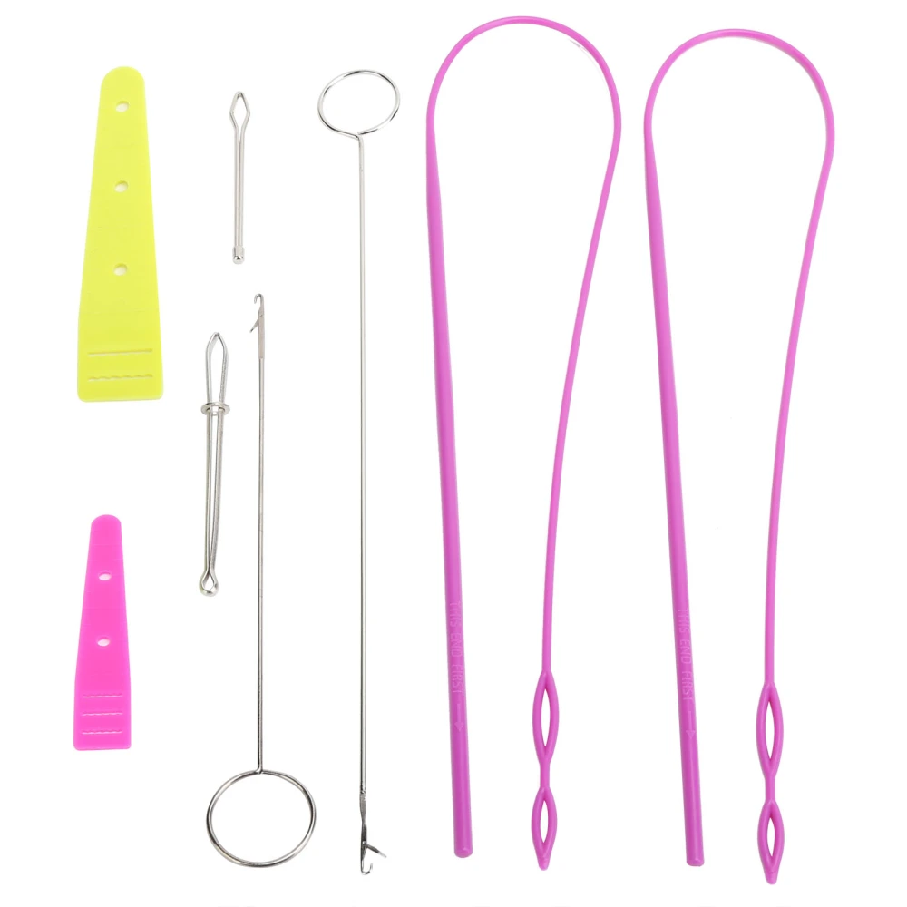 9Pcs DIY Drawstring Threader Set Sewing Loop Turner Hook and Tweezers Home Sewing Tool