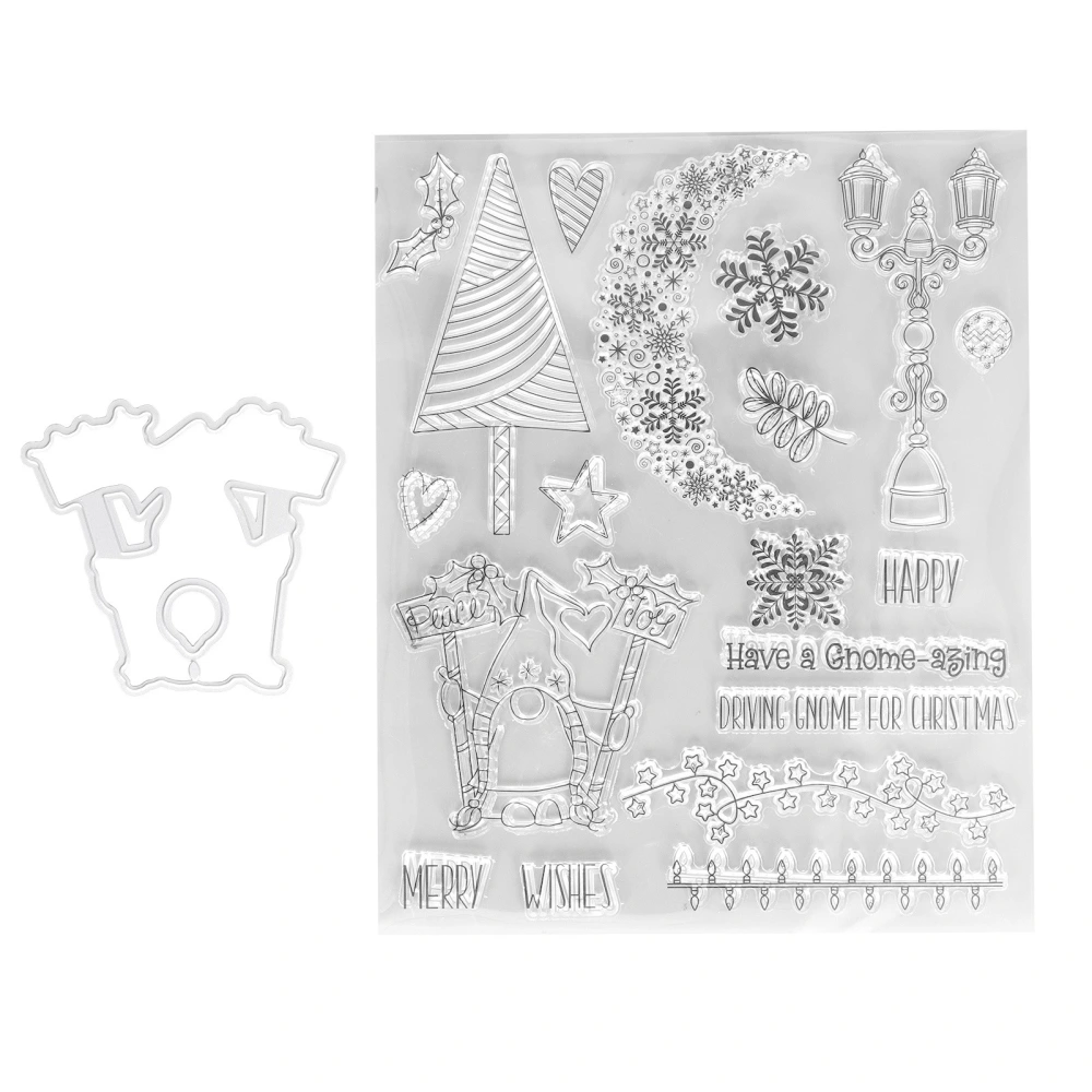 Christmas Clear Stamps Clear Imprint Cute Pattern Transparent Stamp with Die Cut for Card Making DIY Decoration