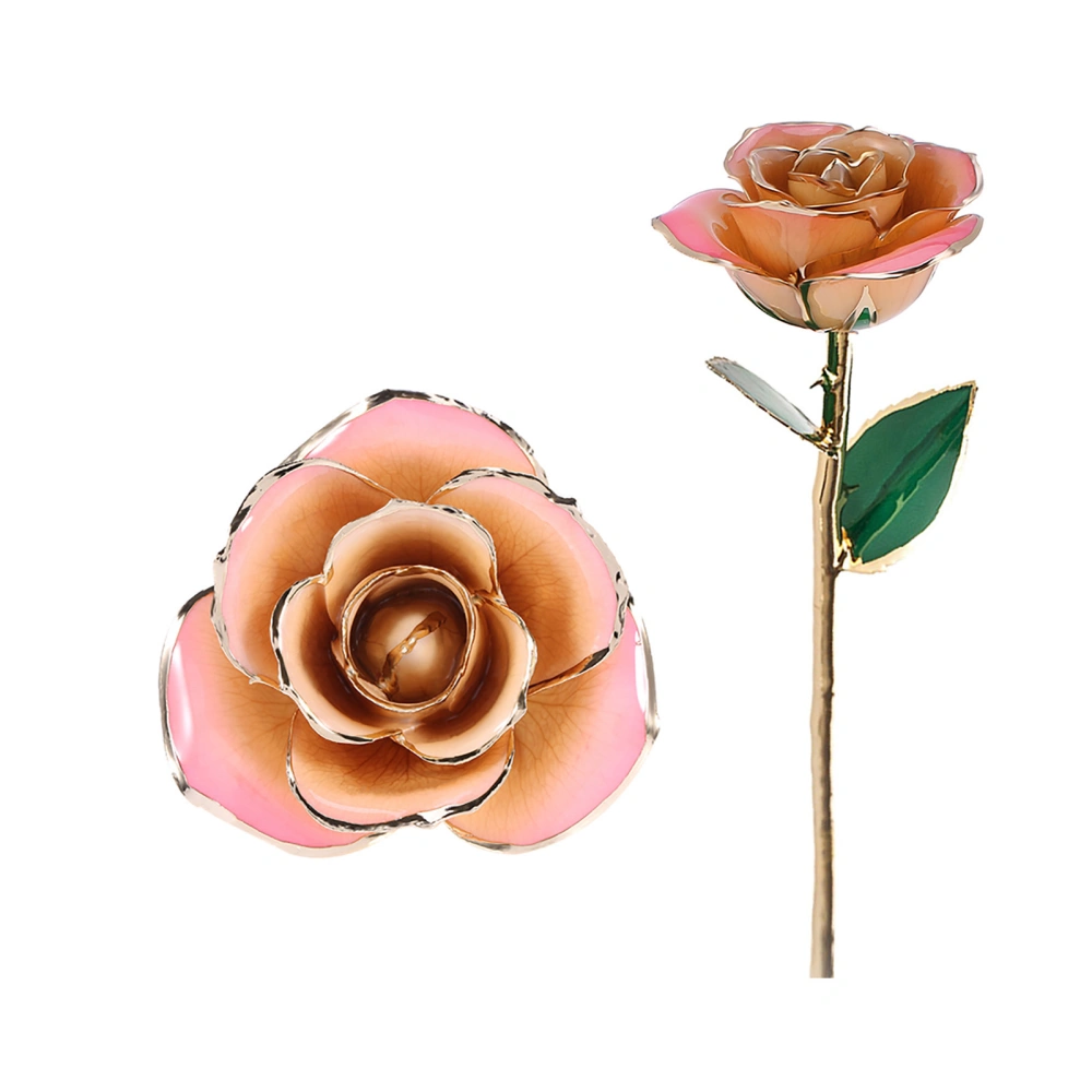 Pink White 24k Gift Gold Rose Forever Long Stem Dipped Rose Handcrafted Gift