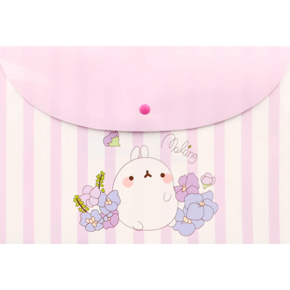 Plastic Envelopes Lovely Bunny Waterproof Dustproof Durable Anticorrosion PP Snap Button Approx 13x9in Clear FoldersPurple