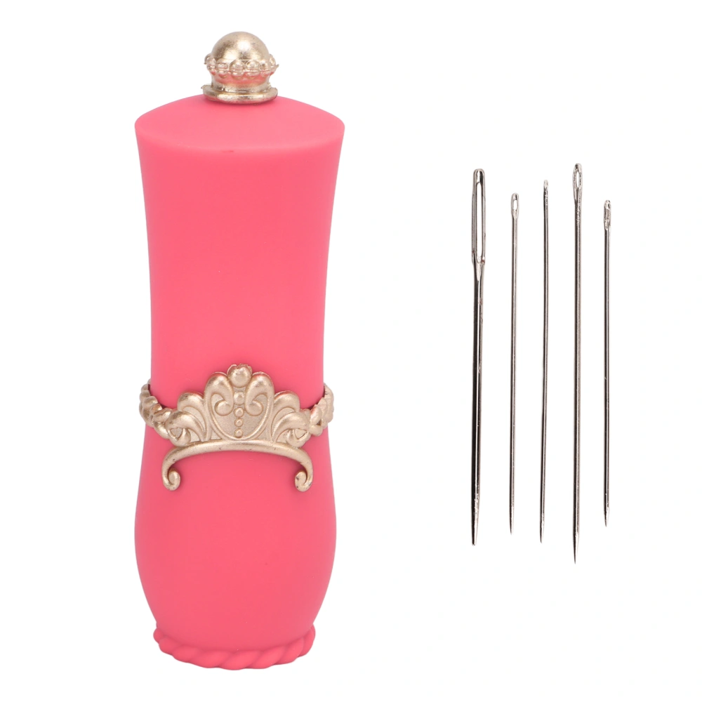 Pin Cushion Lipstick Shape Exquisite Beautiful Retractable Design Portable Household Needle Collector with NeedlePink