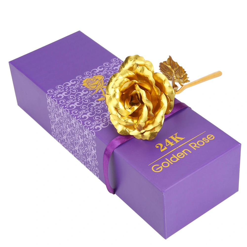 24k Yellow Gold Foil Collectible Rose Flower Unique Gift for Girlfriend Mom Wife Artificial