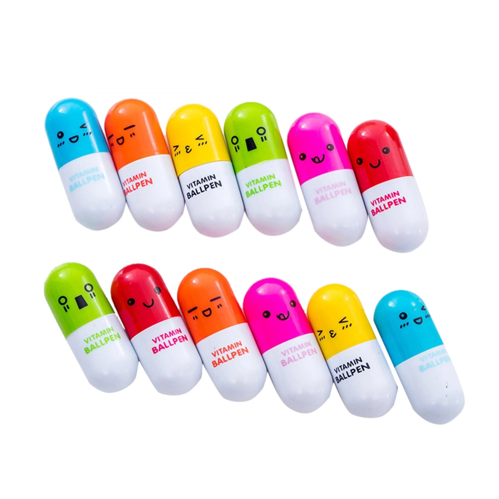 Pills Shaped Pens Smoother Writing Retractable Mini Portable Cute Cartoon Pills Shaped Pens for Classroom Reward Gifts