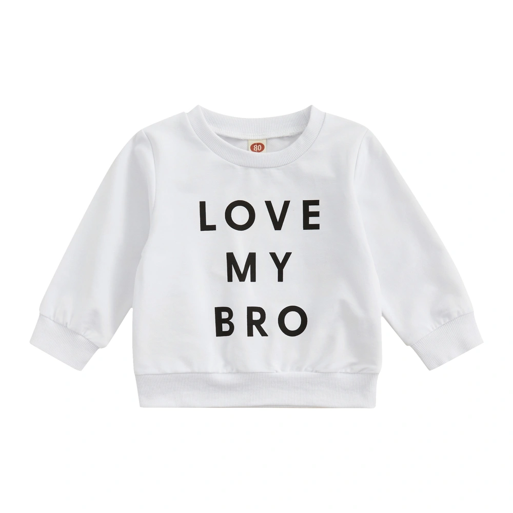 Kids Pullover, Letter Print Round Neck Long Sleeve Casual Tops Blouse