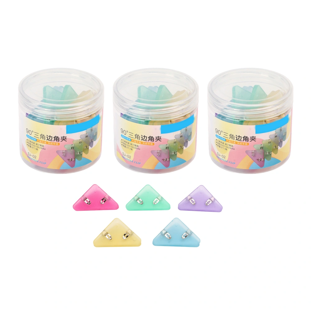 15Pcs Triangular Paper Clips 90 Degrees Corner Protection Durable PET Widely Used Colored Paper Clips for Files