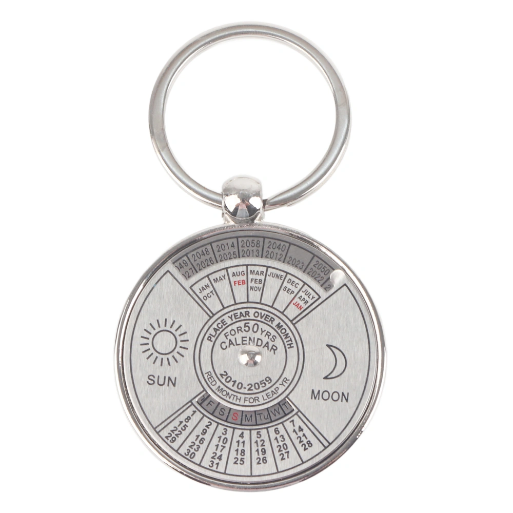 Antique 50 Years Perpetual Calendar Keychain Metal Key Ring Accessory