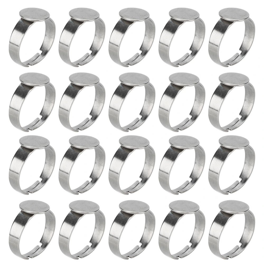 20pcs Blank Rings DIY Adjustable Stainless Steel Flat Rings Bases for Men Women Jewelry Craft Decoration Gift