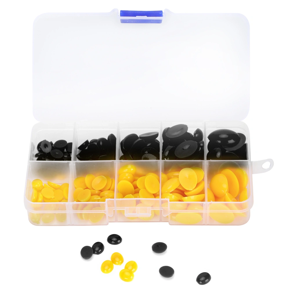 180Pcs Plastic Eyes Noses Oval Flat Doll Teddy Bear Stuffed Animals DIY Making Toys Accessories(Black Yellow )