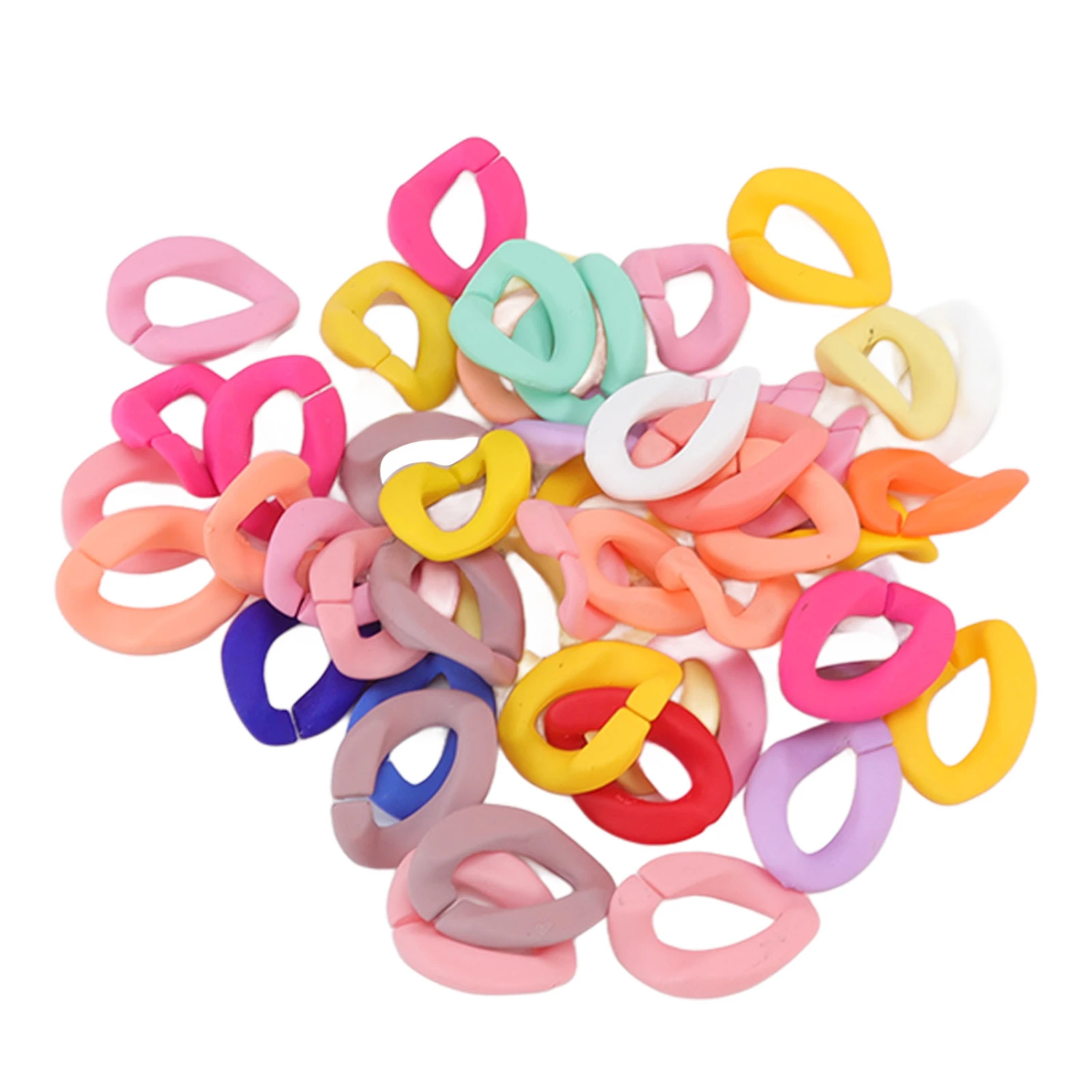 50 Pcs Chain Link Colorful Detachable Acrylic Open Chain Link DIY Jewelry Making Chain Buckle Decoration Solid Mixed Color