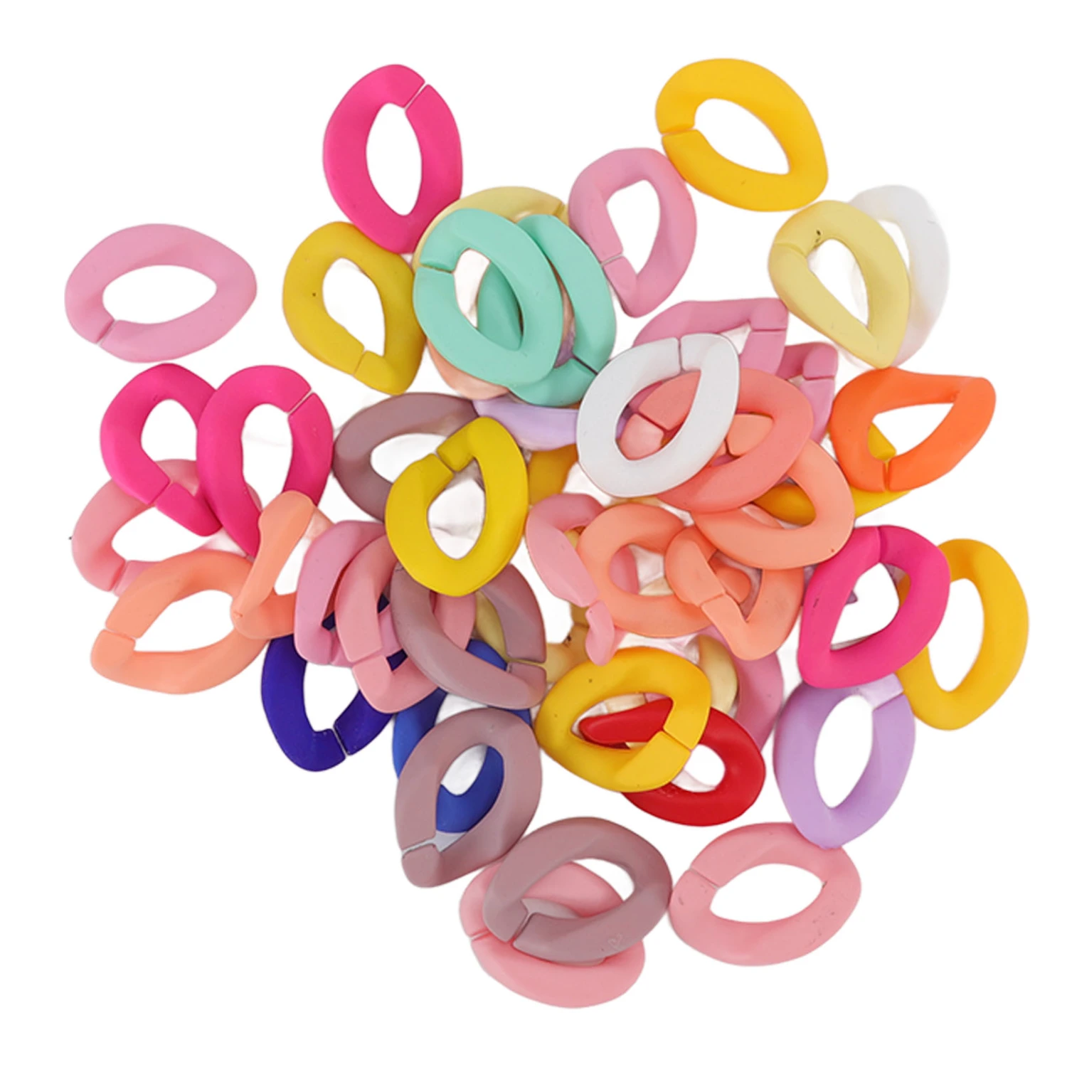 50 Pcs Chain Link Colorful Detachable Acrylic Open Chain Link DIY Jewelry Making Chain Buckle Decoration Solid Mixed Color
