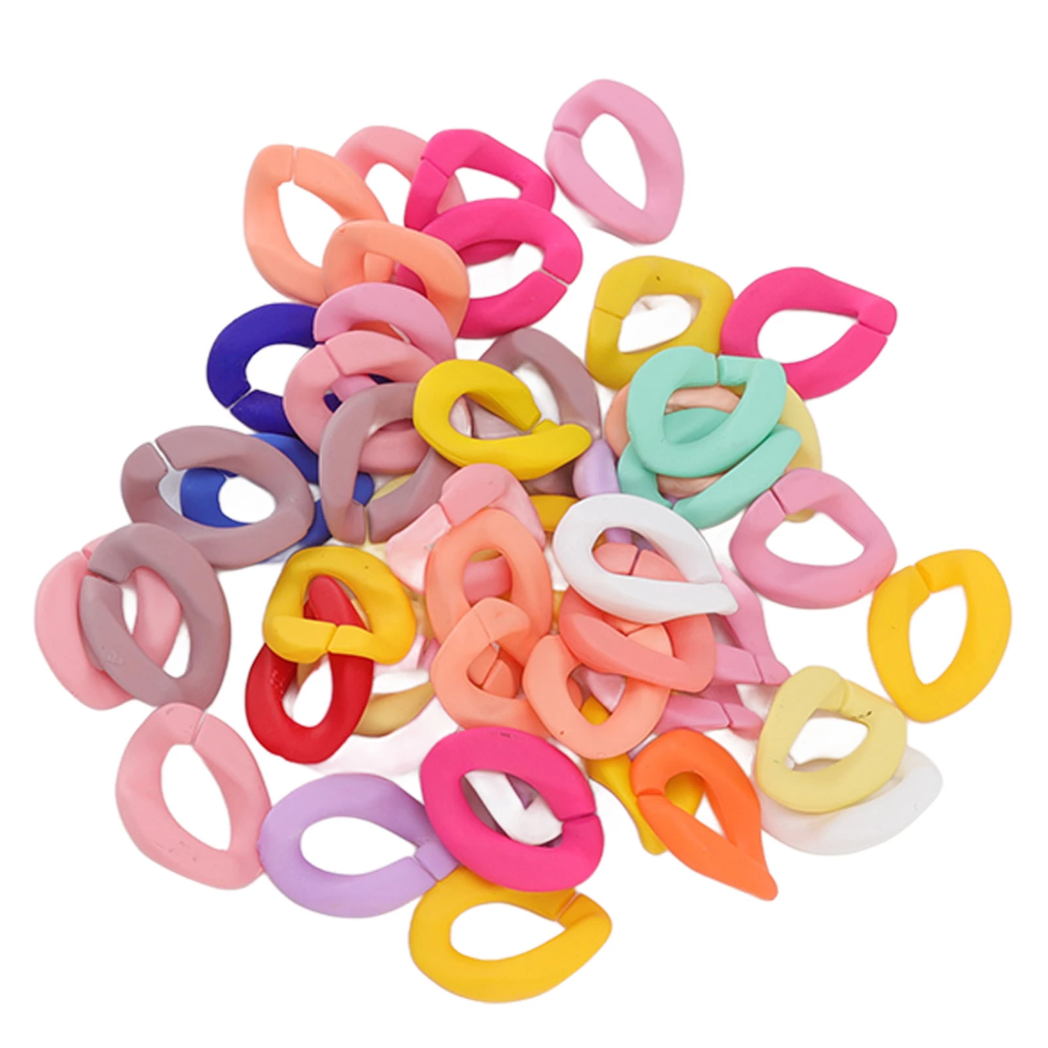 50 Pcs Chain Link Colorful Detachable Acrylic Open Chain Link DIY Jewelry Making Chain Buckle Decoration Solid Mixed Color