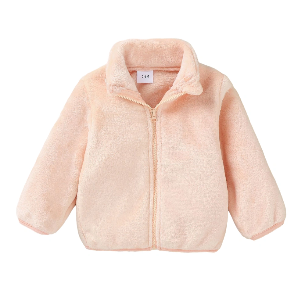 Girl Boy Winter Fuzzy Coat, Solid Long Sleeve Stand Collar Jacket 