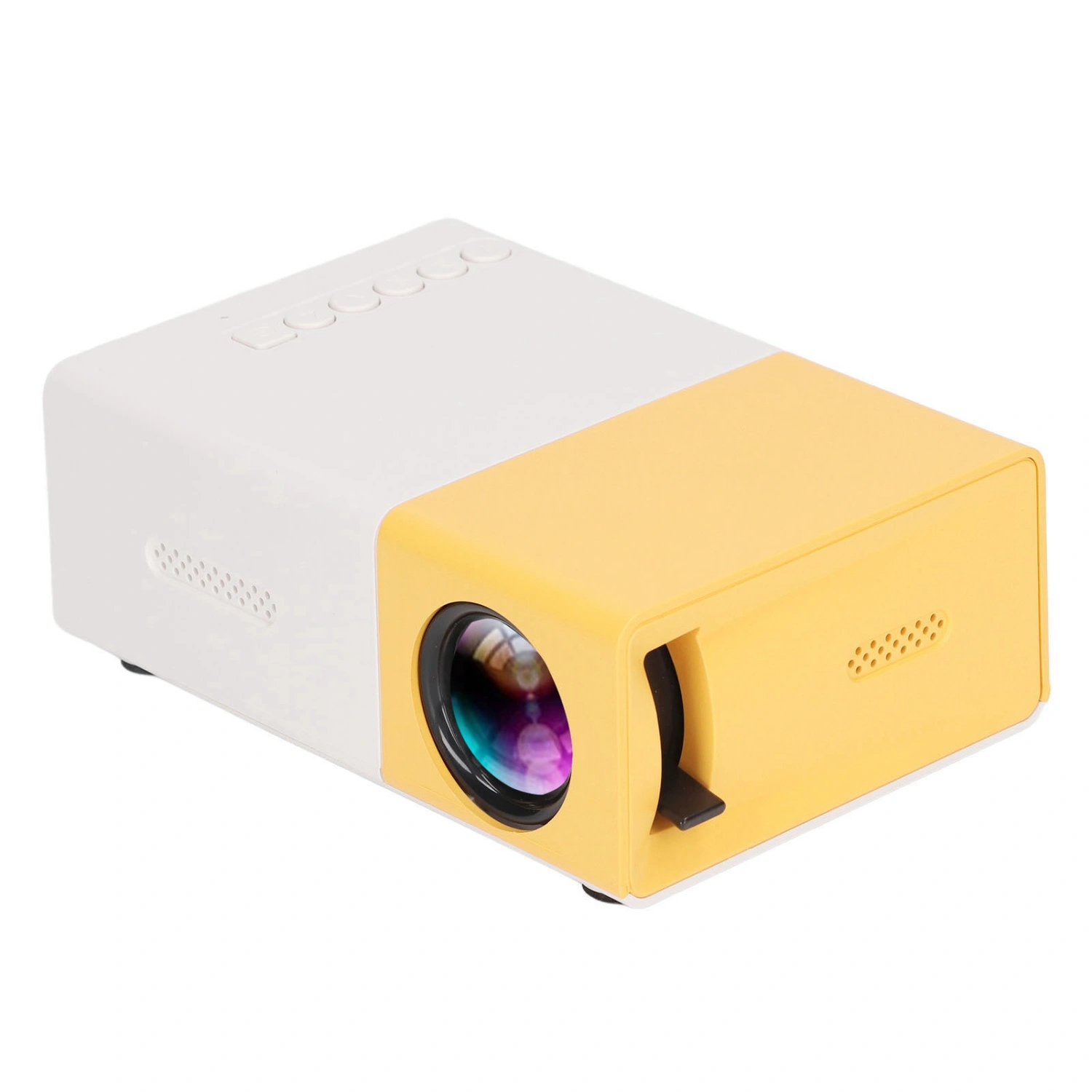 Mini Projector 1080p Diffuse Reflection Imaging Support 23 Languages HD Projector with Speakers Yellow 100‑240V EU Plug