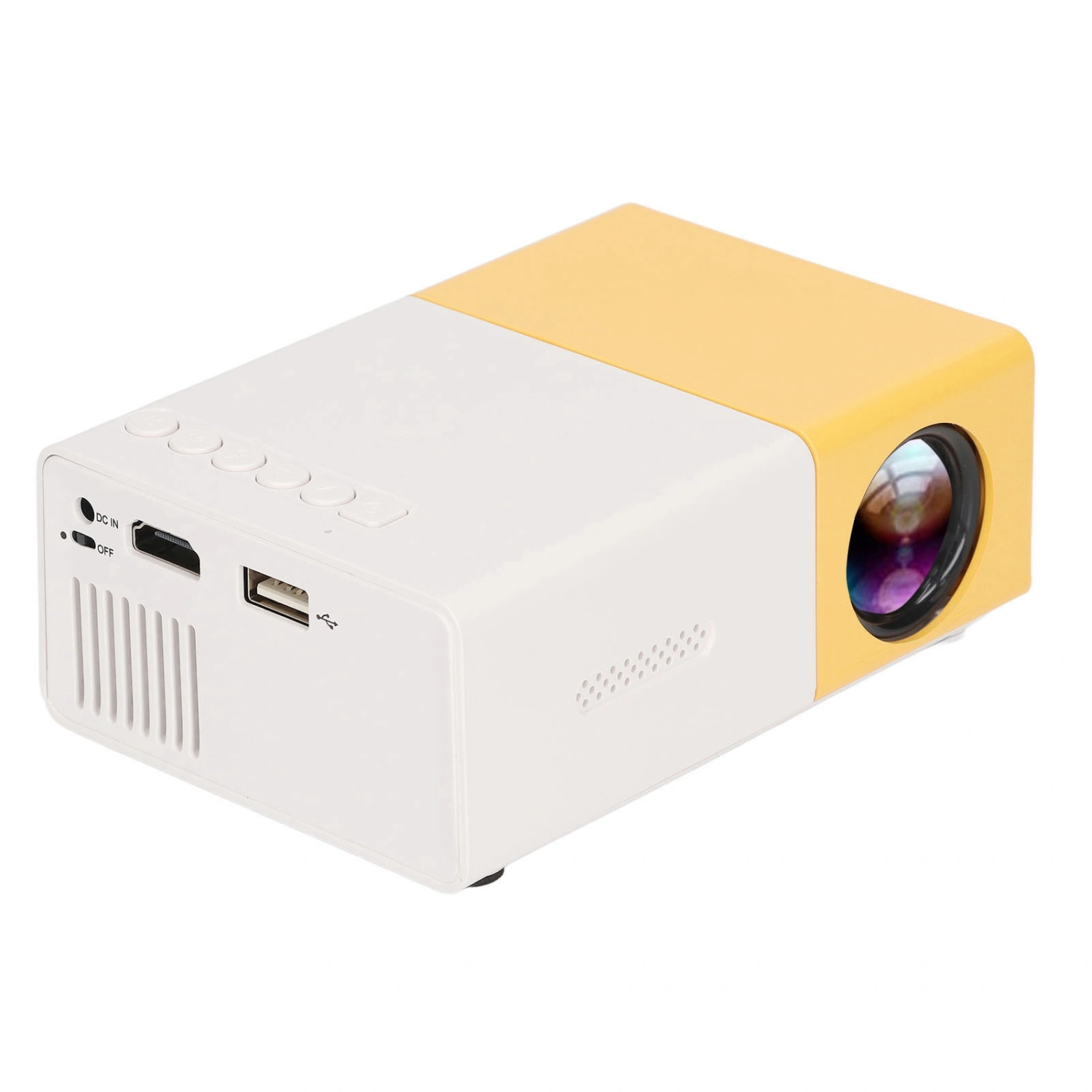 Mini Projector 1080p Diffuse Reflection Imaging Support 23 Languages HD Projector with Speakers Yellow 100‑240V EU Plug