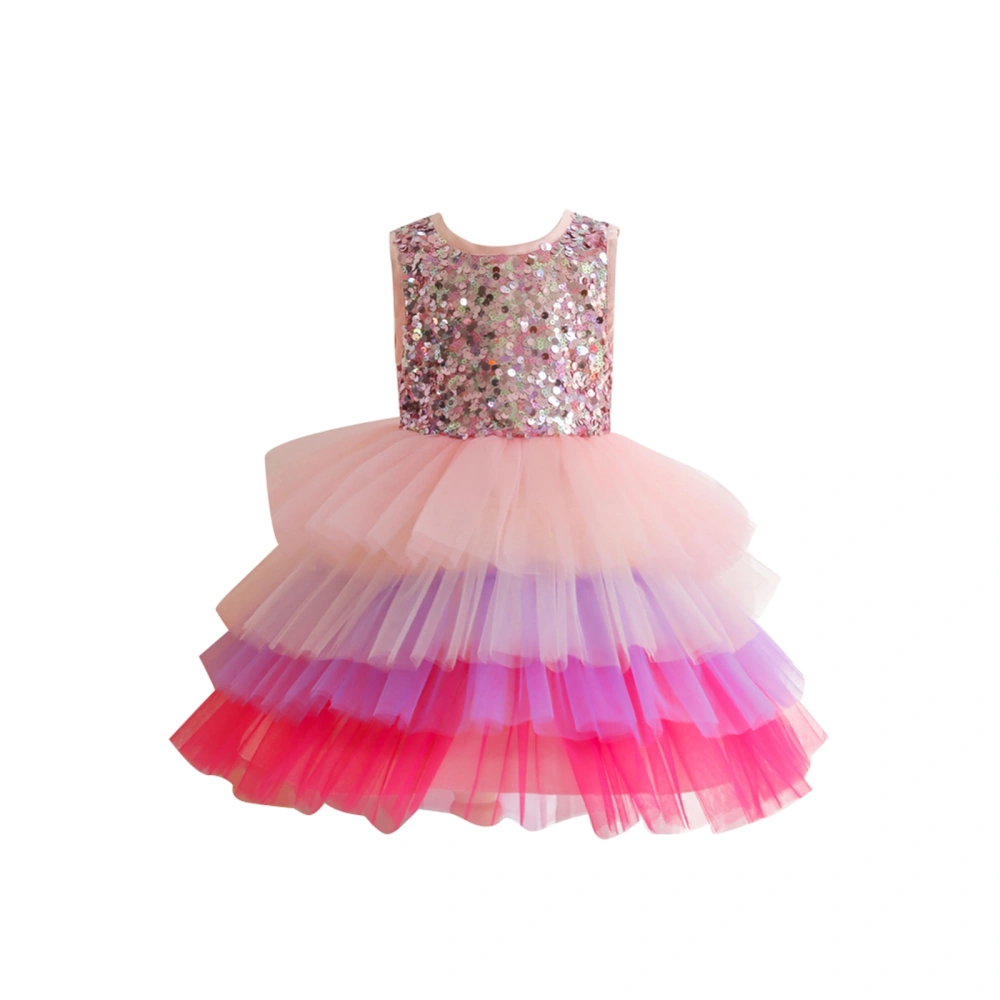 Girls Tulle Dress, Sleeveless Crew Neck Sequin Tutu Dress Party Gown