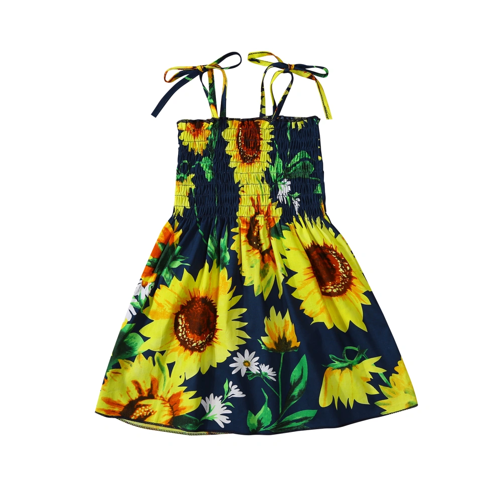 Kids Baby Girls Fashion Sunflower Print Dress Stylish Sleeveless Dress