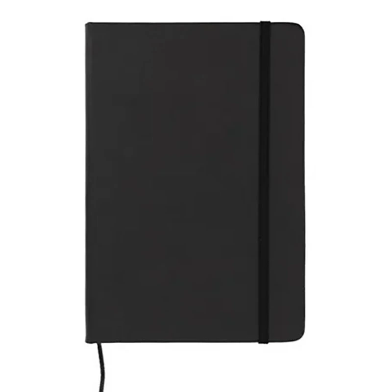 A5 Notebook Black Comfortable Writing Fuax Leather Cover Ribbon Bookmark Ruled Paper Notebook for Office Life Study