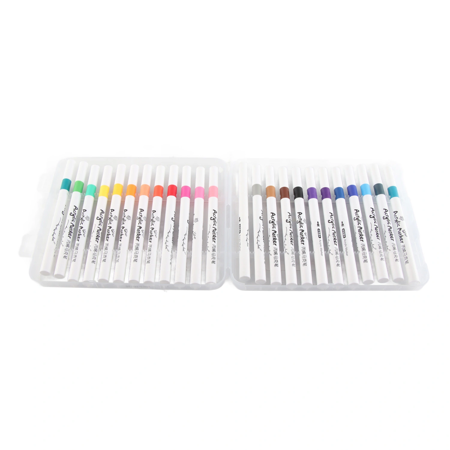Acrylic Paint Markers Strong Coverage Quick Dry Waterproof Round Barrel Graffiti Markers for Glass Metal Wood 24 Colors