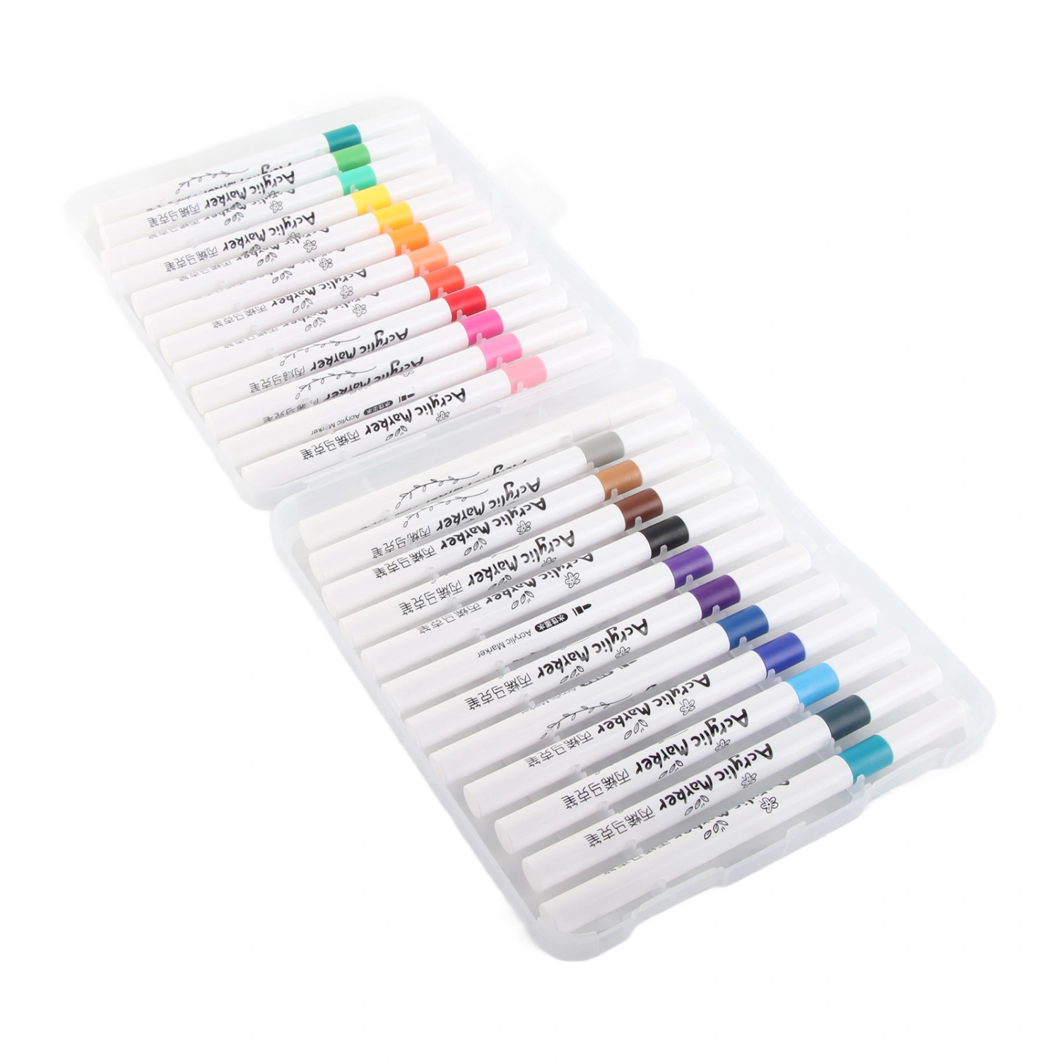 Acrylic Paint Markers Strong Coverage Quick Dry Waterproof Round Barrel Graffiti Markers for Glass Metal Wood 24 Colors