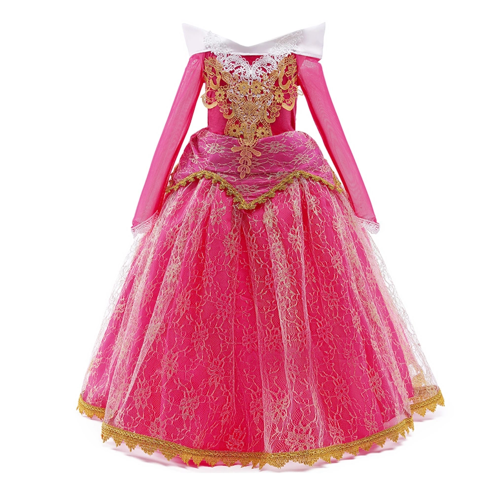 Girls Princess Dress, Rosy Long Sleeve Big Hem Skirt for Weddings