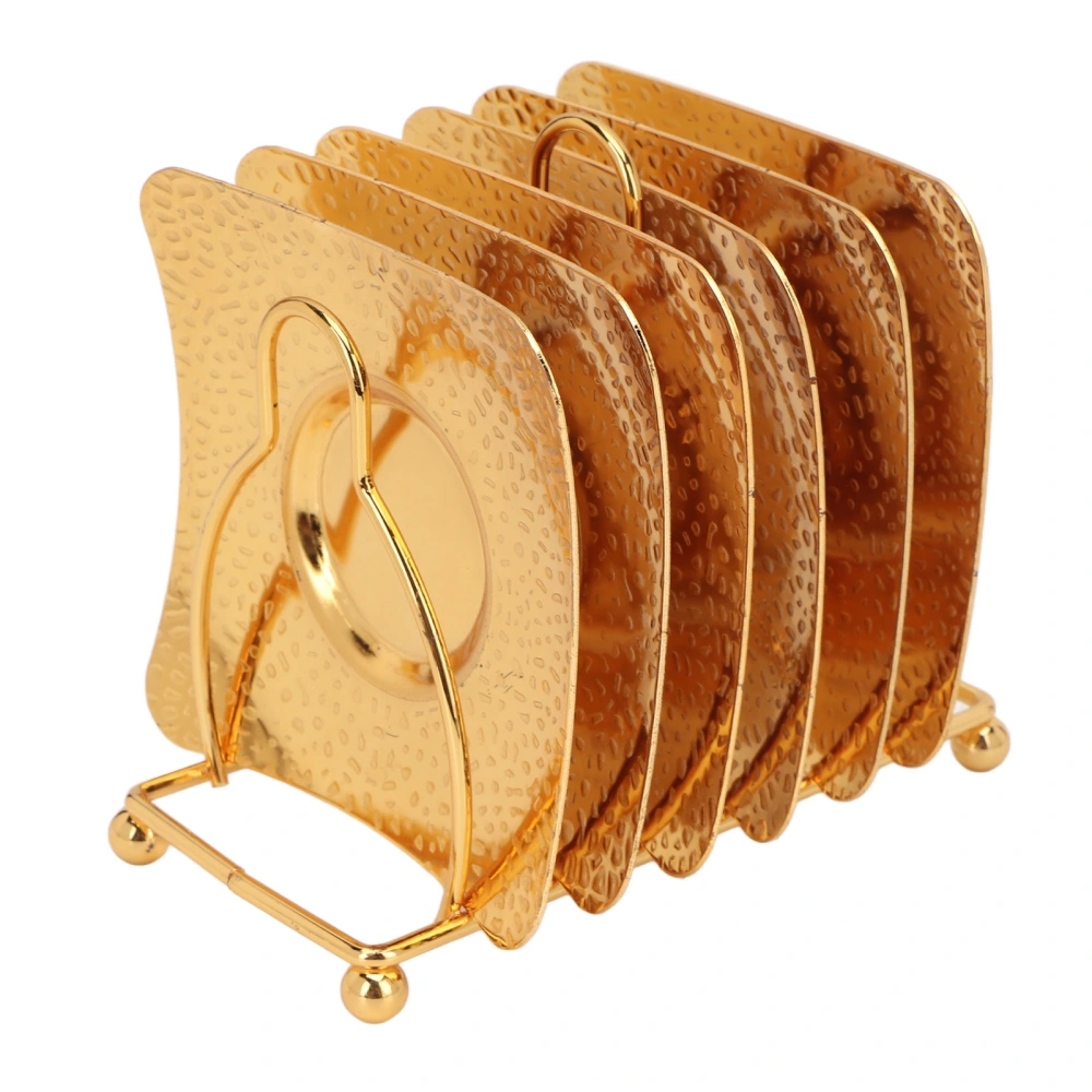 Glittering Metal Coasters Simple Gold Decorative Coasters Set with Holder for Bars Homes Kitchens Cafes Restaurants