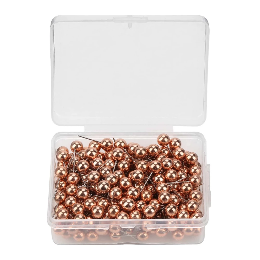 200pcs Round Ball Plastic Pushpin Thumbtack Pins Decorative DIY Tool (Rose Gold)