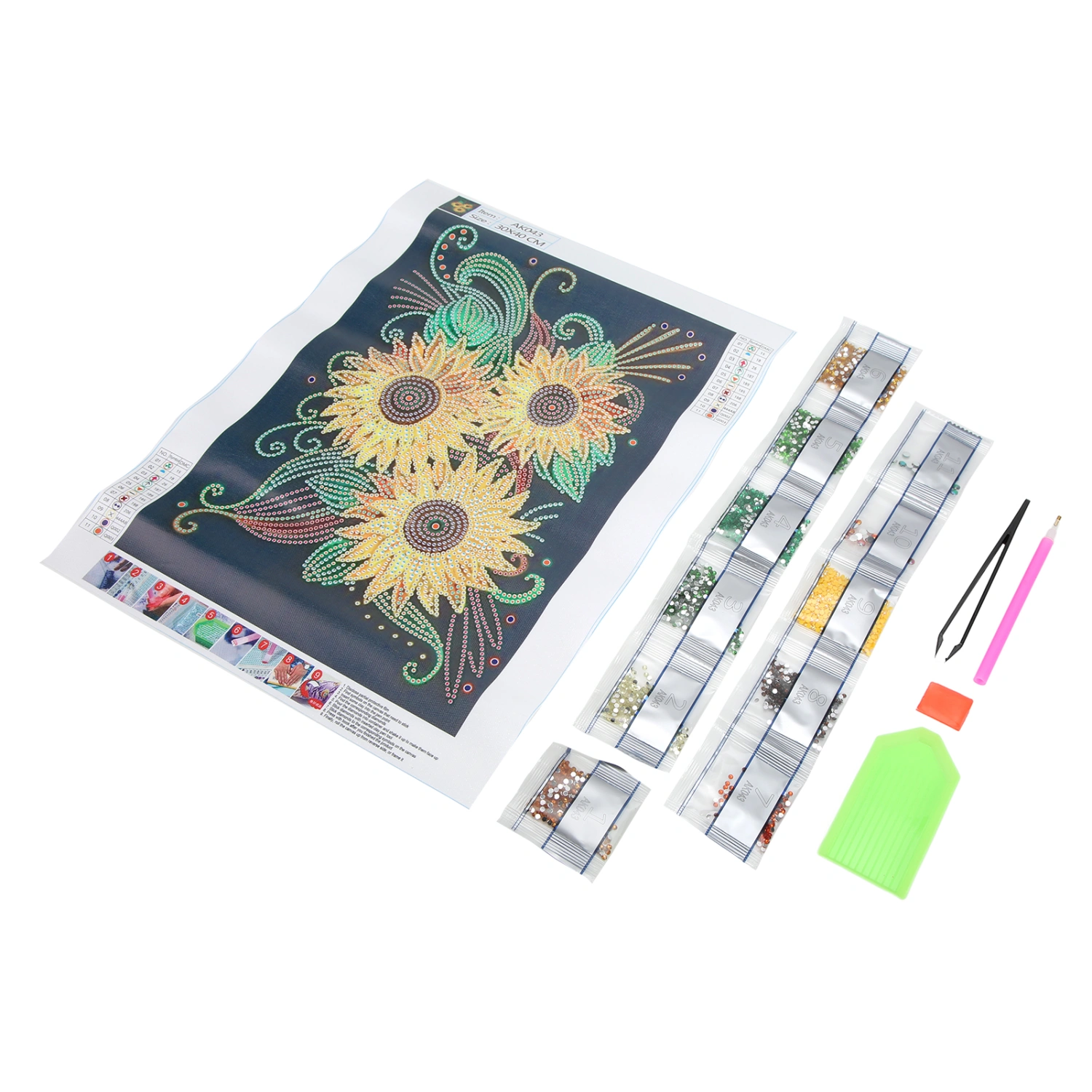 Rhinestone Painting Kit Sunflower Pattern Shiny Exquisite DIY Home Wall Decoration 5D Painting Art 30x40cm