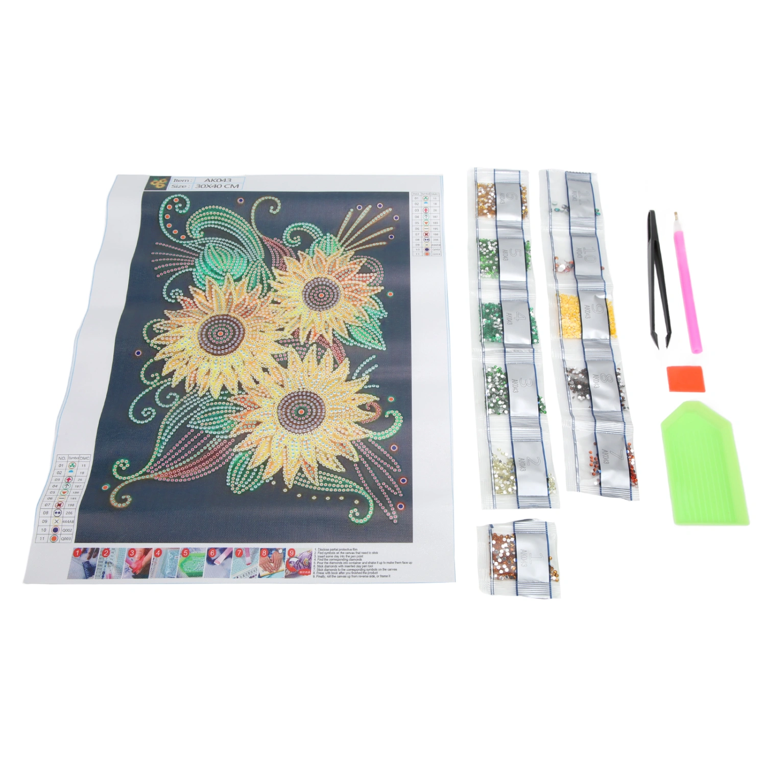Rhinestone Painting Kit Sunflower Pattern Shiny Exquisite DIY Home Wall Decoration 5D Painting Art 30x40cm