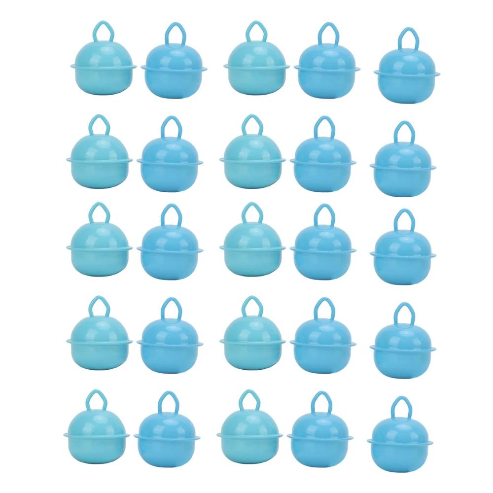 20pcs Jingle Bells Sky Blue Lake Blue 22mm Iron Material DIY Making Compact Decorative Bells for Keychain Accessories