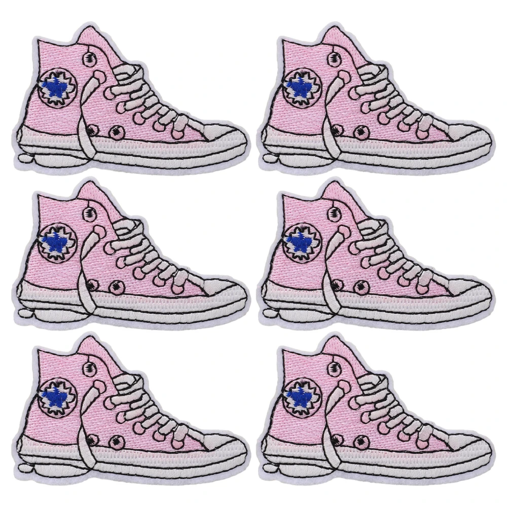 6pcs Patches Shoe Pattern DIY Making Cotton Material Removable 4.3x7.1cm/1.7x2.8in Embroidered Patch for Household