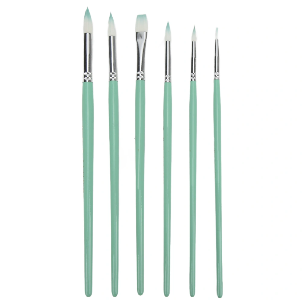 6Pcs Watercolor Brushes Multifunctional Easy Cleaning Wide Application Premium Material Durable Paintbrush SetBamboo Green