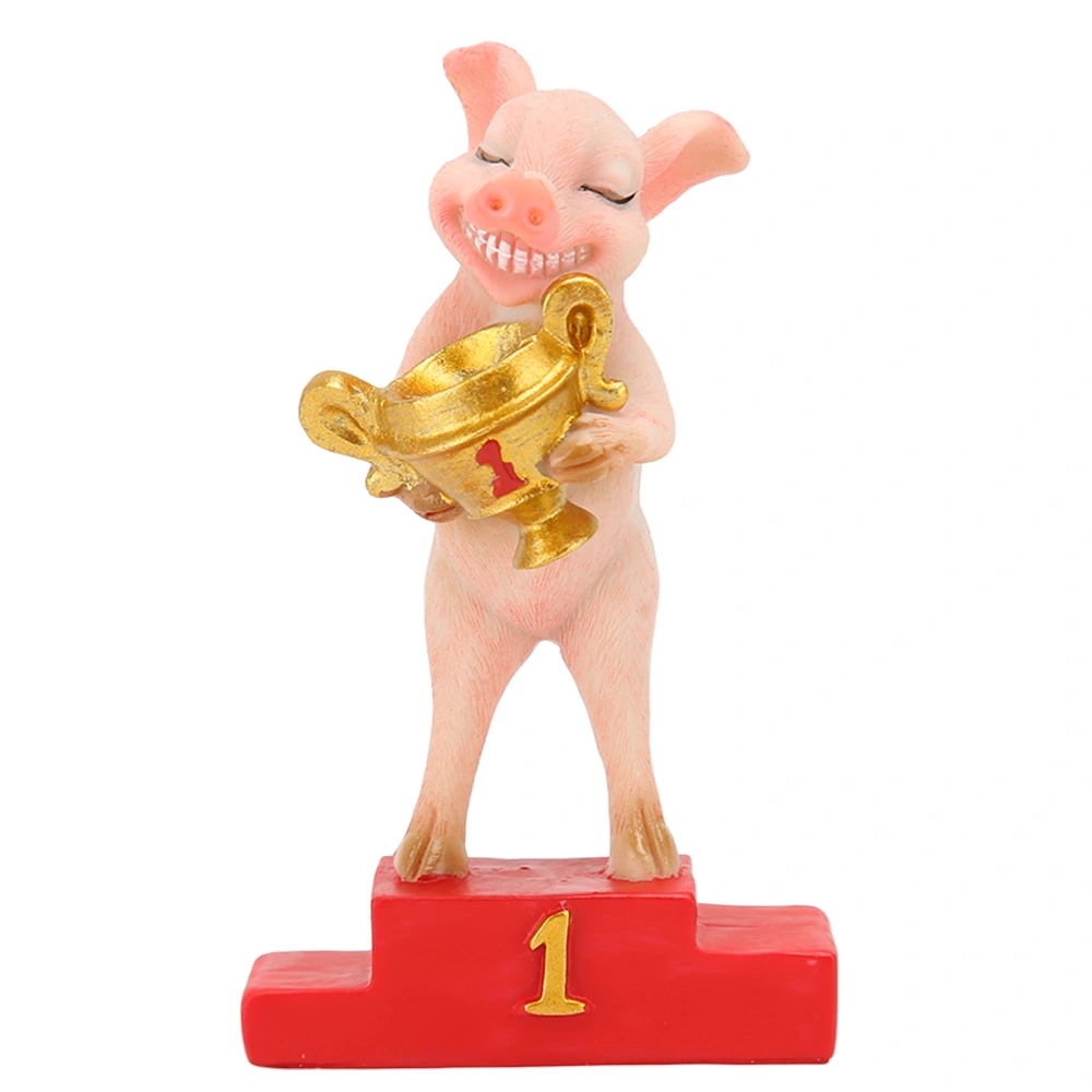 Pig Statue Cute Funny Tabletop Art Resin Pig Figurine Decoration for Home Kitchen Bar Dining Table