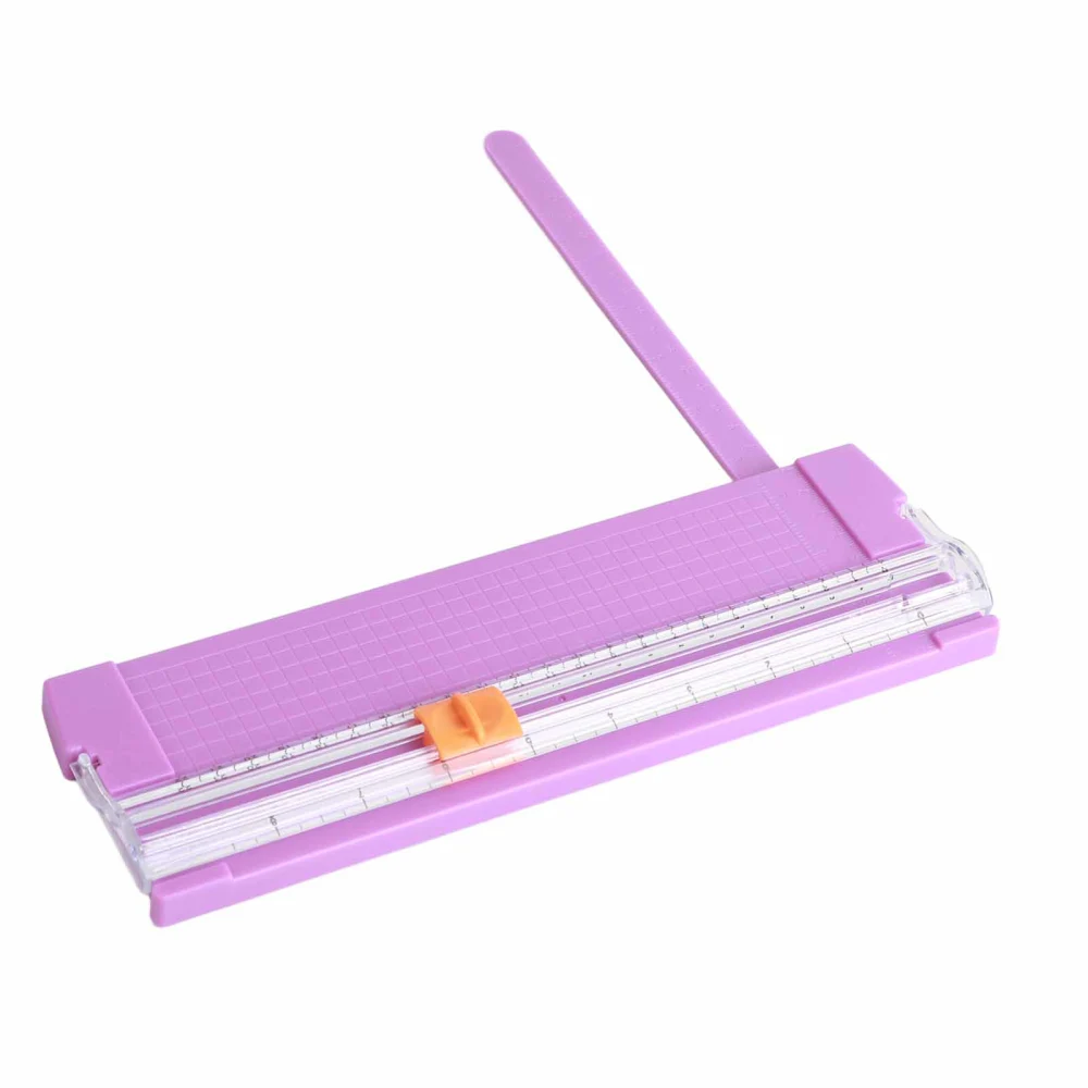 Paper Cutter Small Mini Folding Clear Scale Burrs Free Carbon Steel Cutting Scrapbook Paper Trimmer Purple