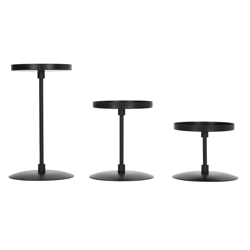 3pcs Pillar Candle Holder Black Double Sided Black Piano Paint Antirust Iron Pillar Candle Holder for Incense Cones Wedding