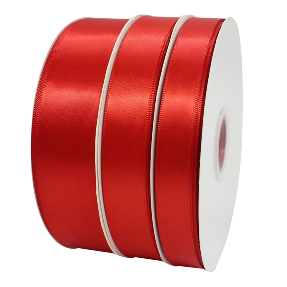 Gift Wrapping Ribbon 99.5yd Length 1.0in Width Flexible Polyester Red Satin Ribbon for Decoration DIY Craft