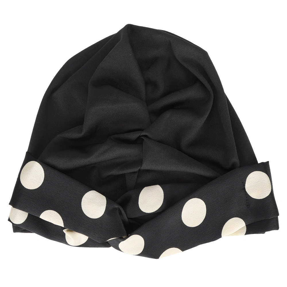 Turban Head Wraps Lovely Princess Polka Dot Gauze Scarf Fashionable Hat for WomenBlack