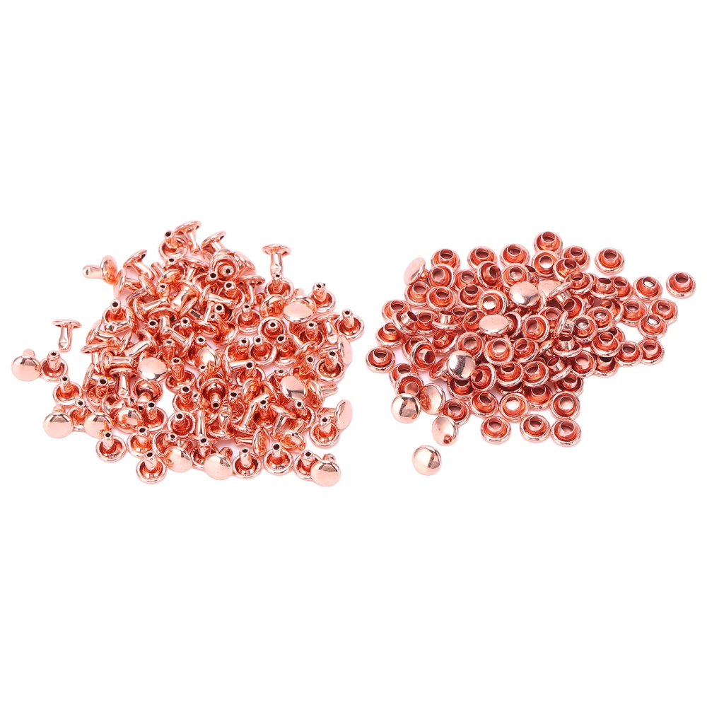 100Pcs Double Cap Rivets Rose Gold Round Iron Rivet Studs for Purse Bags Handbags Shoes Belts Leather Craft DIY