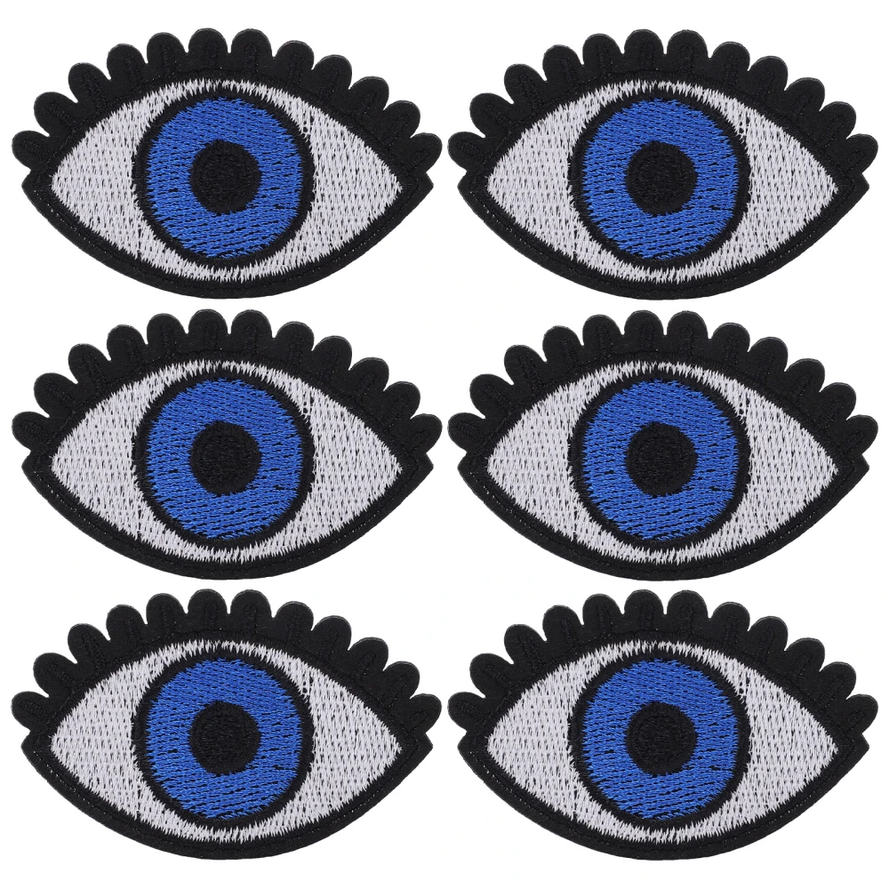 6pcs Iron On Patches DIY Bright Color Big Eye Pattern Clothes Dress Hat Jean Sewing Shirt Jacket Patches