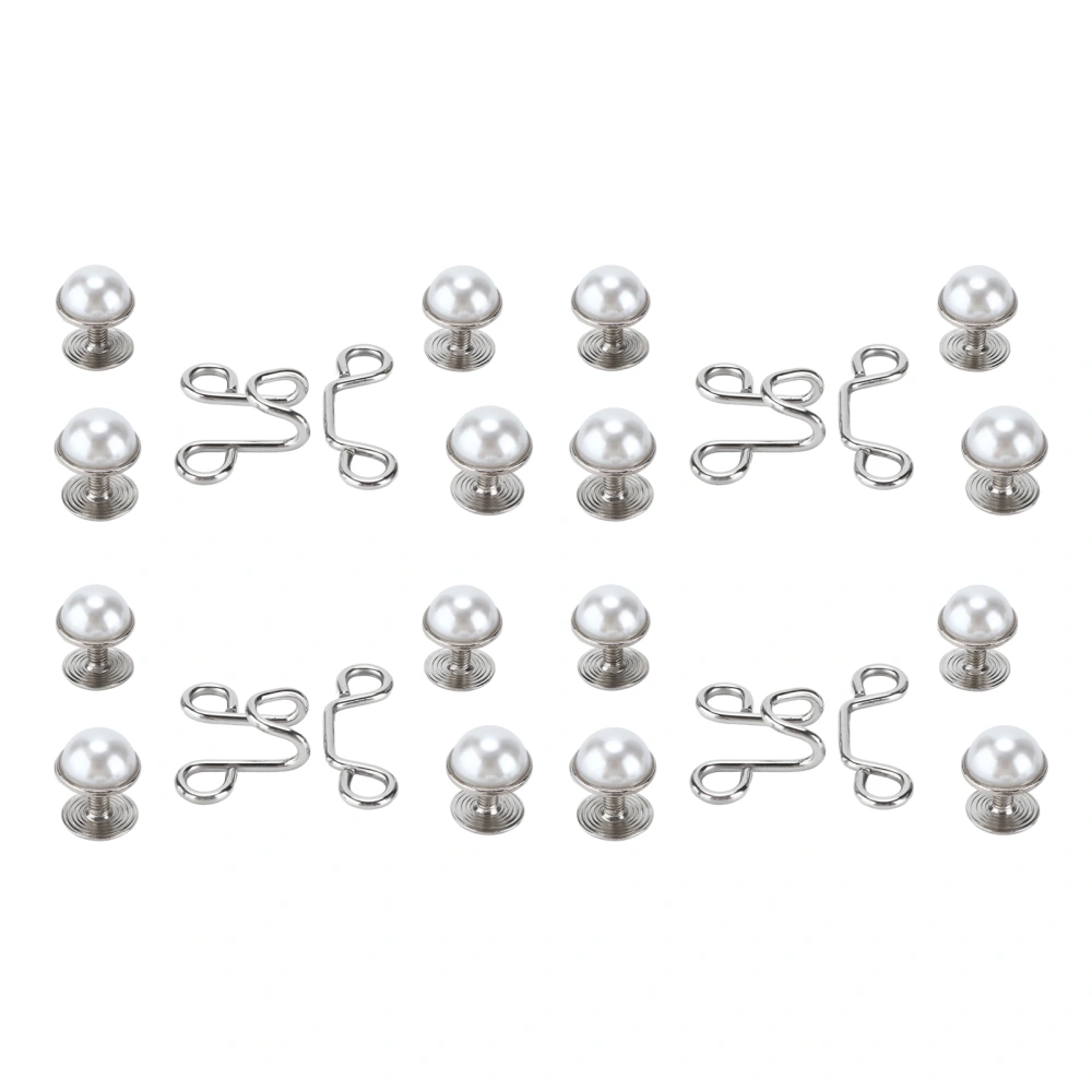 16Pcs Button Pins Reusable Sturdy Durable Detachable Card Slot Design Convenient Jean ButtonSmall White Pearl