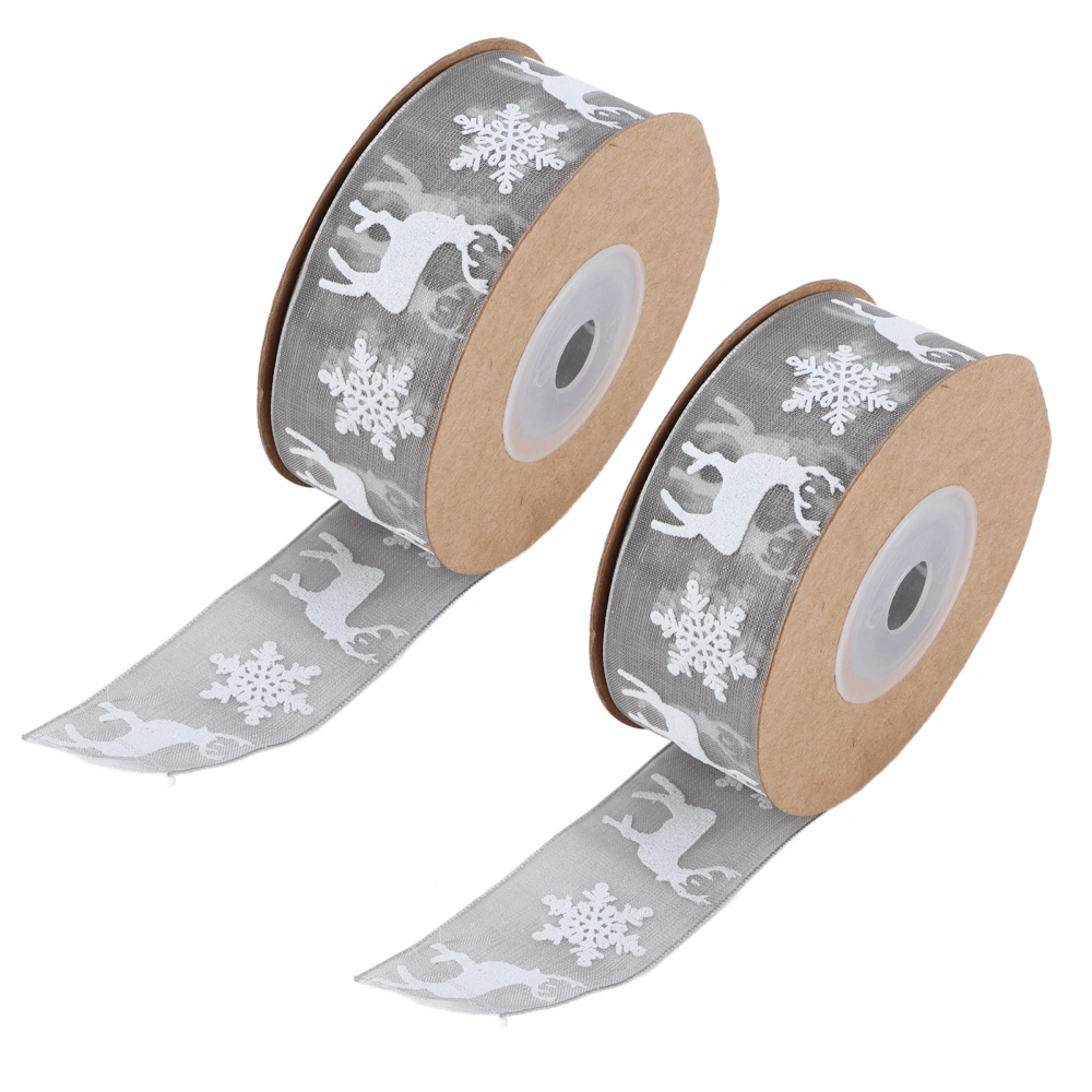 Ribbon 10m Multipurpose Gray Printing Christmas Decoration Snowflake Deer Ribbon Decoration