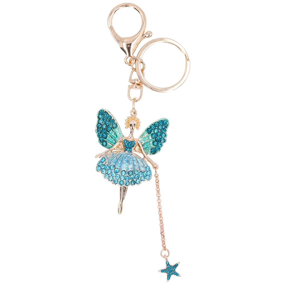 Rhinestone Keychain Cute Angel Girl Shape Metal Keychain Pendants for Car Pendants Bag Decoration GiftLight Blue, Dark Blue