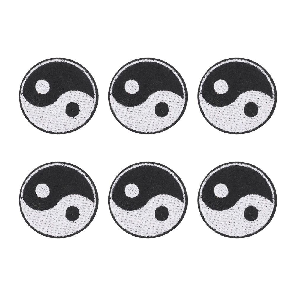 6PCS Yin Yang Patch Tai Chi Pattern DIY Clothing Patches Individuation Cotton Sewing Patches for Shirt Package Hat Wallet