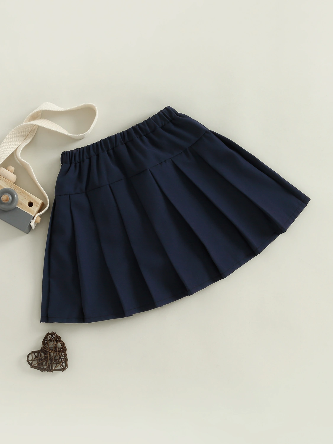 Kids Girls Pleated Skirts Solid Color Elastic High Waist Mini Skirts