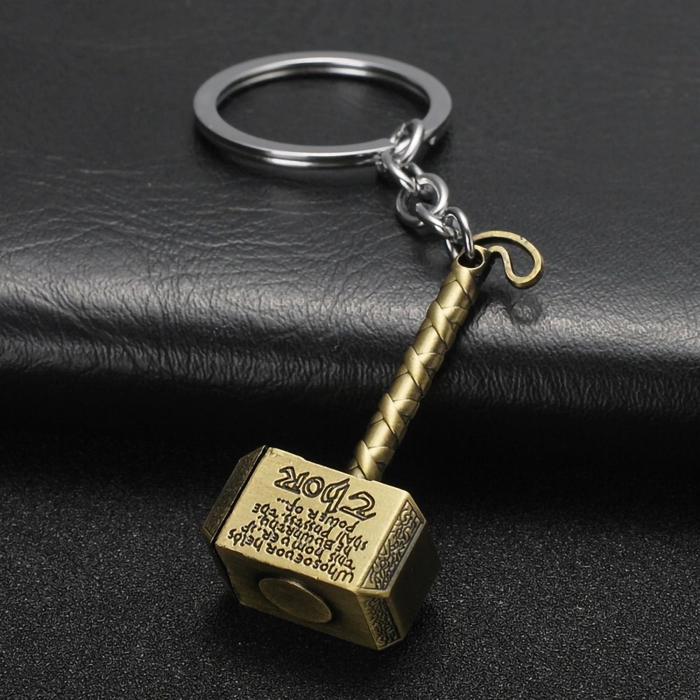 Keychain Portable Fashion Mini Zinc Alloy Wear Resistant Thor's Hammer Keychain GiftBronze